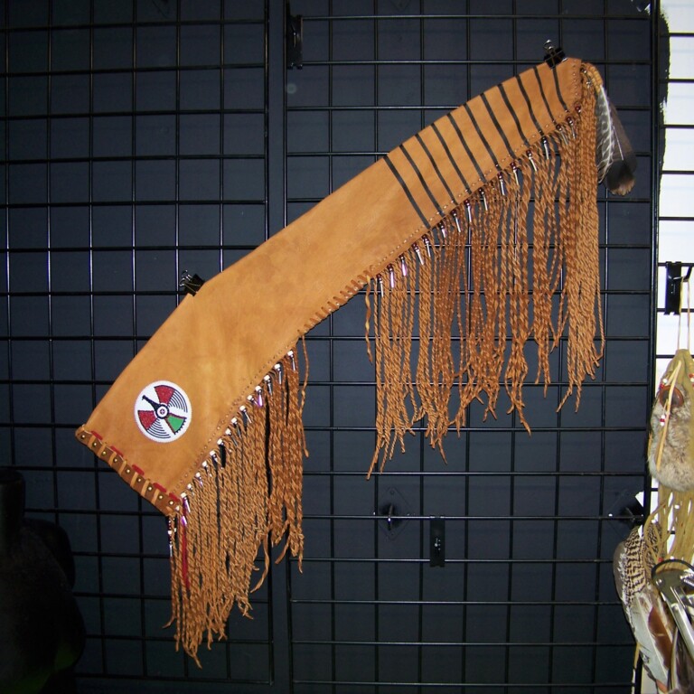 Leather Rifle Scabbard with long twisted Fringe