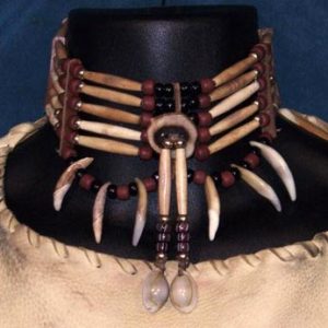 Native American Coyote Tooth Five-Row Choker