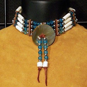 Aqua Bead & Bone Choker